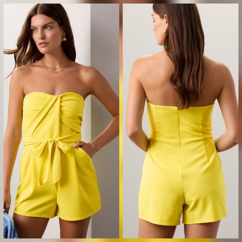 Great Jones Yellow Strapless Romper Strapless Straight neckline Size M